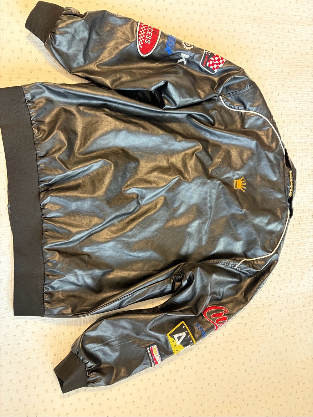 AELFRIC EDEN Aelfric Eden Faux Leather Racing Jacket Oversized Motorcycle Biker - Picture 4 of 7